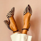 Constança - Sapatos de Salto Fino com Estampa de Zebra