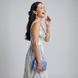 Patrícia - Vestido Midi Floral Sem Mangas com Decote Quadrado