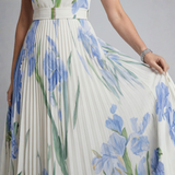 Patrícia - Vestido Midi Floral Sem Mangas com Decote Quadrado