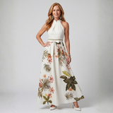 Rosa - Vestido Maxi Botânico com Alças Drapejadas