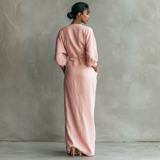 Mariana - Vestido Maxi de Linho Rosa