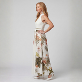 Rosa - Vestido Maxi Botânico com Alças Drapejadas