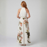 Rosa - Vestido Maxi Botânico com Alças Drapejadas