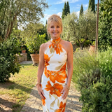 Teresa - Vestido Midi Floral com Decote Halter
