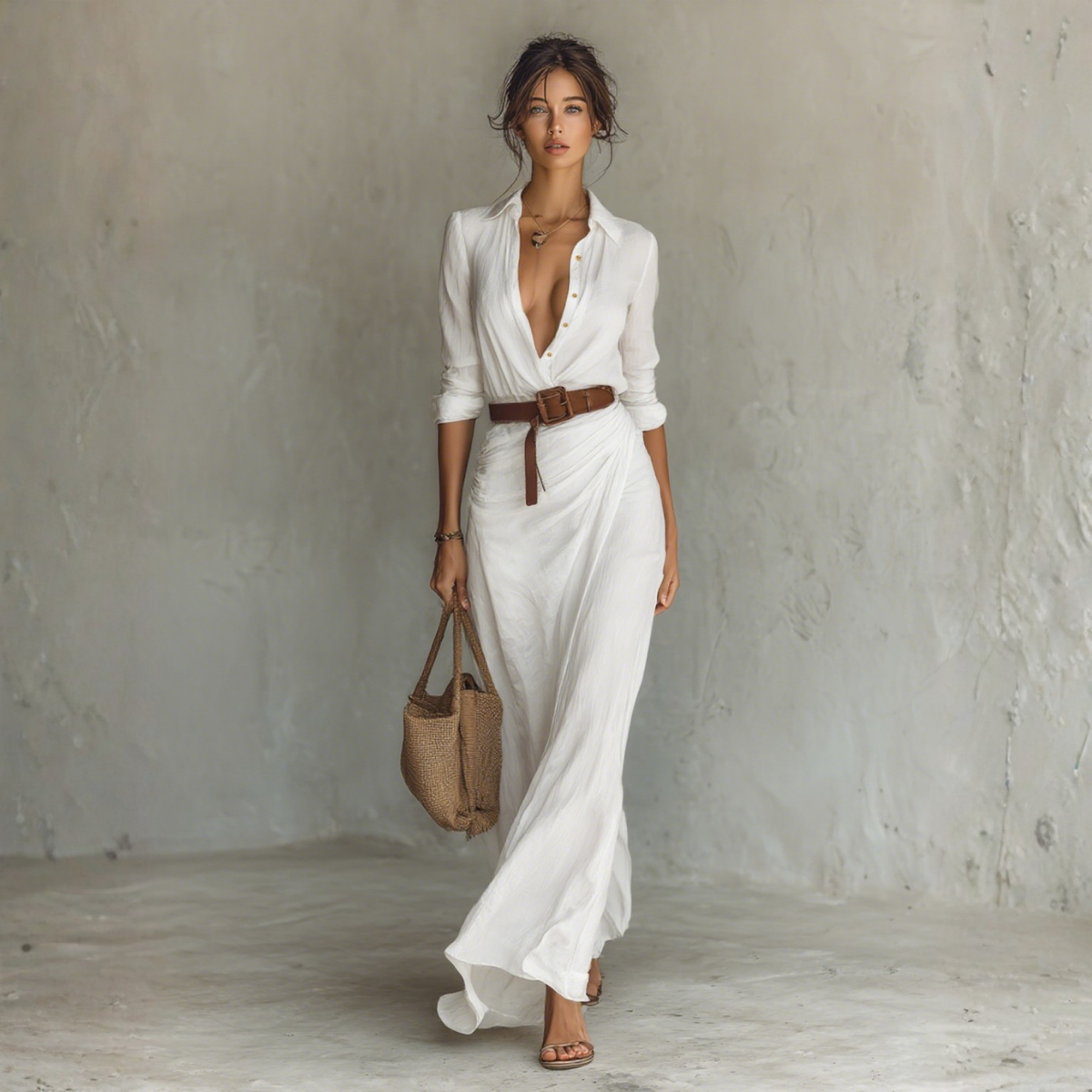 Catarina - Vestido Maxi com Gola Reversa