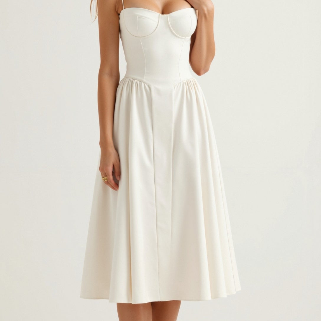 Odete - Vestido midi corpete estruturado