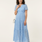 Tânia - Vestido Midi em Camadas com Decote em V e Mangas Curtas
