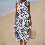 Marlene - Vestido de Praia Midi Elegante Sem Mangas