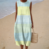 Patrícia - Vestido de Praia Midi Casual Sem Mangas