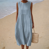 Beatriz - Vestido de Praia Midi Minimalista Sem Mangas