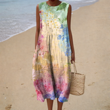 Helena - Vestido de Praia Midi Boémio Sem Mangas