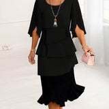Joana – Vestido elegante fluido com volantes