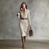 Daniela - Vestido Midi de Malha Slim Fit