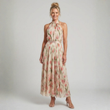 Francisca - Vestido Midi Floral com Decote Halter