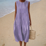 Carolina - Vestido de Praia Midi Elegante Sem Mangas