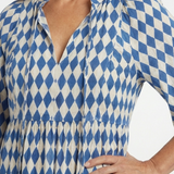 Raquel - Vestido com Padrão de Diamante e Saia em Camadas