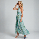 Beatriz - Vestido Midi Floral com Pregas e Alças