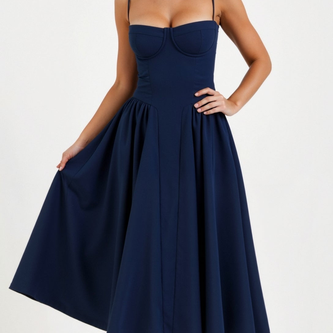 Odete - Vestido midi corpete estruturado