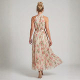 Francisca - Vestido Midi Floral com Decote Halter
