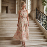Francisca - Vestido Midi Floral com Decote Halter