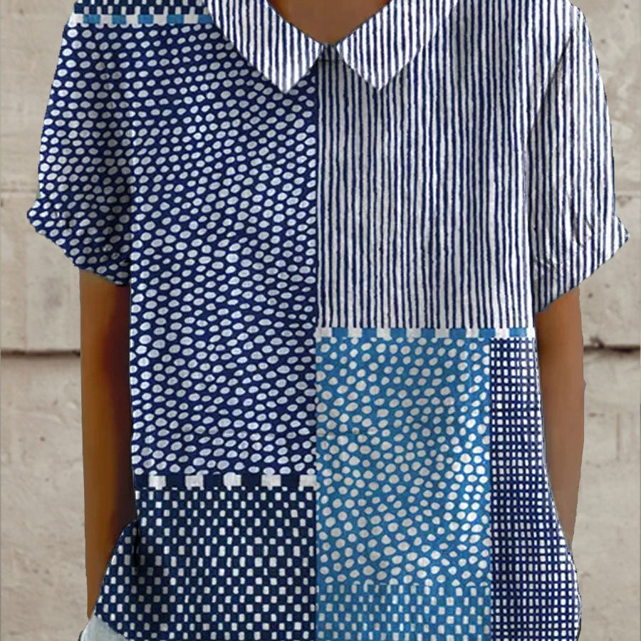 Alina - Camisa com Estampa Patchwork