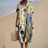 Luísa - Vestido de Praia Longo Boémio de Manga Curta