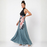 Inês - Vestido Maxi Floral com Corpete Halter
