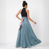 Inês - Vestido Maxi Floral com Corpete Halter