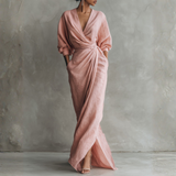 Mariana - Vestido Maxi de Linho Rosa
