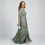 Sara - Vestido Maxi Halter Floral Fluido