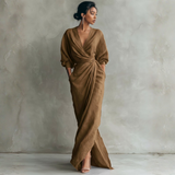 Mariana - Vestido Maxi de Linho Rosa