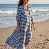 Raquel - Vestido com Padrão de Diamante e Saia em Camadas