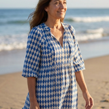 Raquel - Vestido com Padrão de Diamante e Saia em Camadas