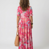 Marta - Vestido Midi Floral Sem Mangas com Decote em V