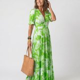 Marta - Vestido Midi Floral Sem Mangas com Decote em V