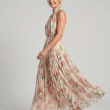 Maria - Vestido Midi Floral com Alça Halter