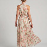Maria - Vestido Midi Floral com Alça Halter