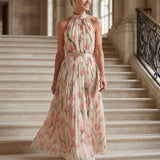 Maria - Vestido Midi Floral com Alça Halter