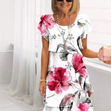 Sofia – Vestido elegante fluido com volantes