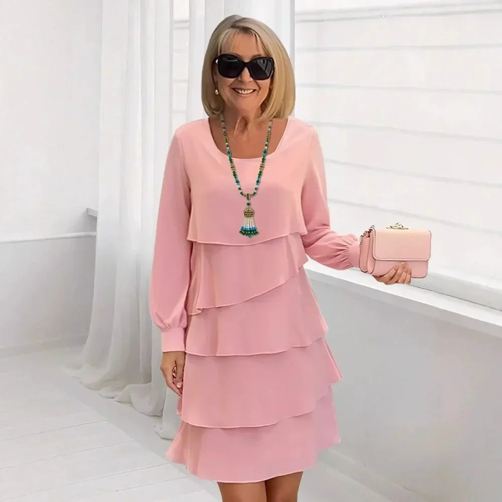 Helena – Vestido elegante fluido com folhos