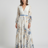 Mónica - Vestido Maxi com Mangas Longas e Decote em V Floral