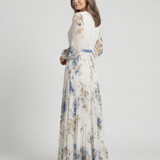 Mónica - Vestido Maxi com Mangas Longas e Decote em V Floral