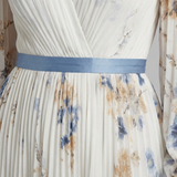 Mónica - Vestido Maxi com Mangas Longas e Decote em V Floral