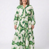 Susana - Vestido Maxi com Mangas Longas e Nó na Cintura