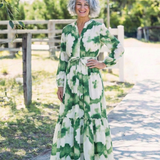 Susana - Vestido Maxi com Mangas Longas e Nó na Cintura