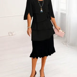 Joana – Vestido elegante fluido com volantes