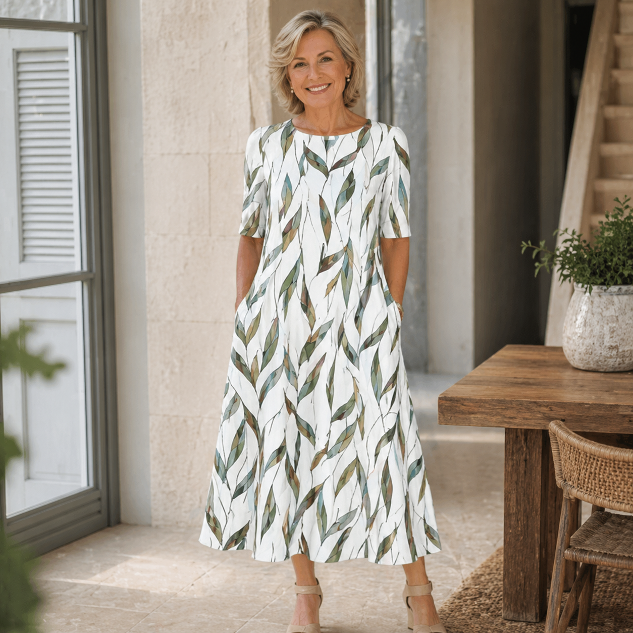 Sara - Vestido Midi Floral Sem Esforço