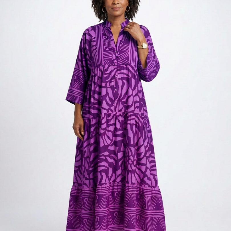 Leonor - Vestido Midi com Frente de Botões