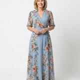Carla - Vestido Maxi com Decote em V e Estampado Floral