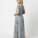 Carla - Vestido Maxi com Decote em V e Estampado Floral